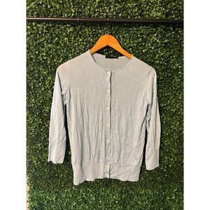 The Row Merino Wool Silk Steel Blue Cardigan Lightweight Sz Small